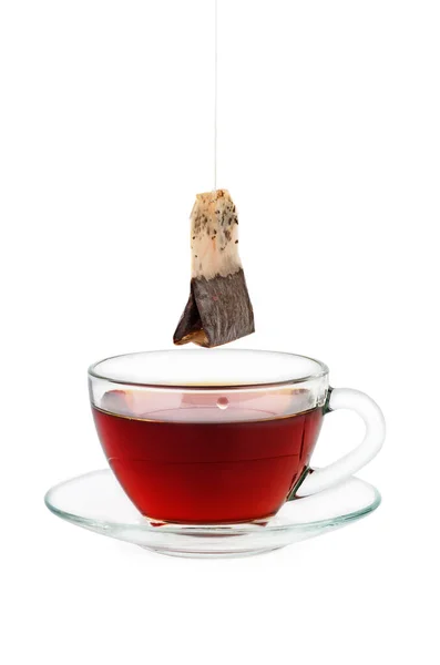 Black Tea Cup Teabag Isolated White Background —  Fotos de Stock