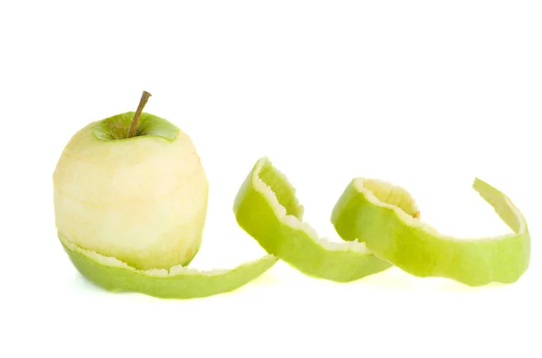 Peeled Green Apple Isolated White Background — Zdjęcie stockowe