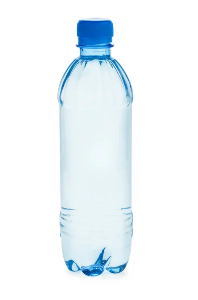 Kleine Plastikflasche Mit Wasser Isoliert Auf Weißem Hintergrund — Stockfoto