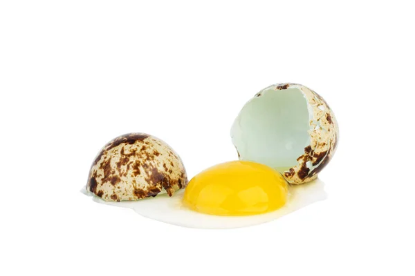 Broken Quail Egg Isolated White Background — Stock Photo, Image