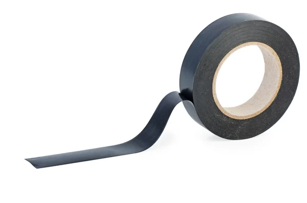 Roll Black Insulation Tape Isolated White Background — Stock Photo, Image