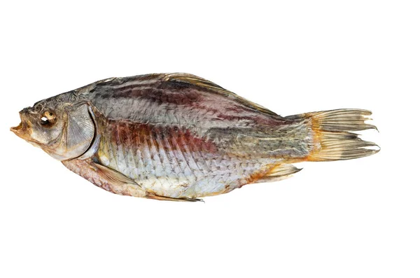 Naturally Dried Crucian Fish Isolated White Background — Stock Photo, Image