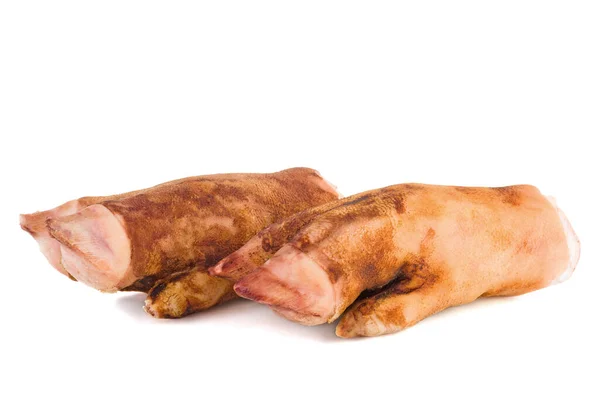 Zwei Rohe Schweine Traben Isoliert Auf Weißem Hintergrund — Stockfoto