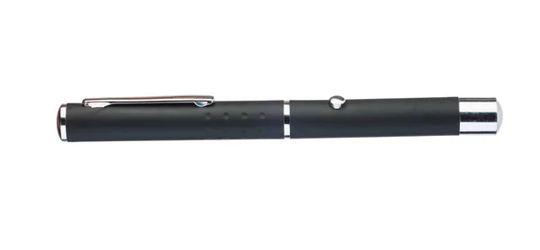 Zwarte Pen Vormige Laser Pointer Geïsoleerd Witte Achtergrond — Stockfoto