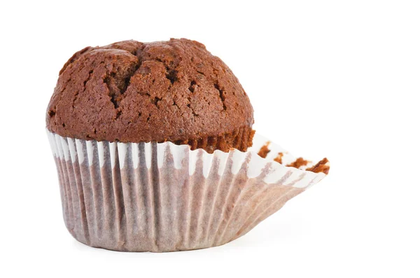Muffin Chocolate Casero Aislado Sobre Fondo Blanco — Foto de Stock