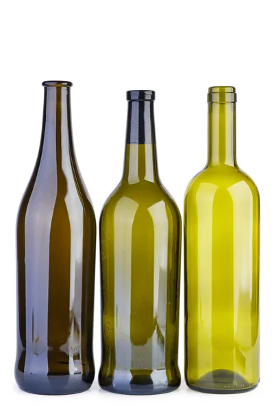 Boş Şarap Şişeleri Üzerinde Beyaz Izole — Stok fotoğraf