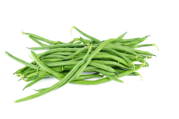 Stapel Groene Wasbonen Geïsoleerd Witte Achtergrond — Stockfoto