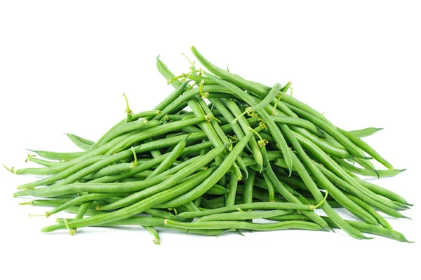 Stapel Groene Wasbonen Geïsoleerd Witte Achtergrond — Stockfoto