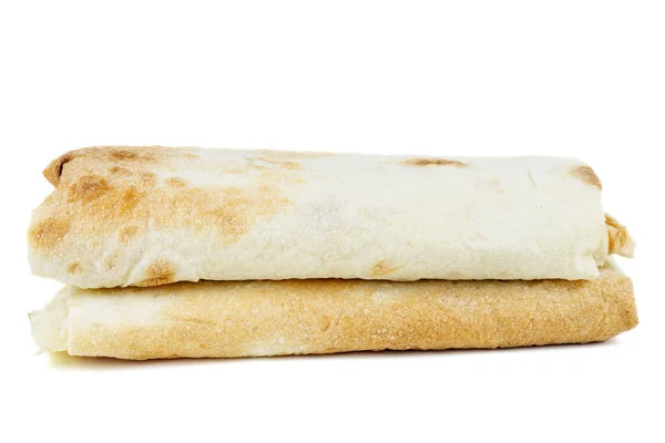 Lavash Pão Liso Armênio Isolado Fundo Branco — Fotografia de Stock