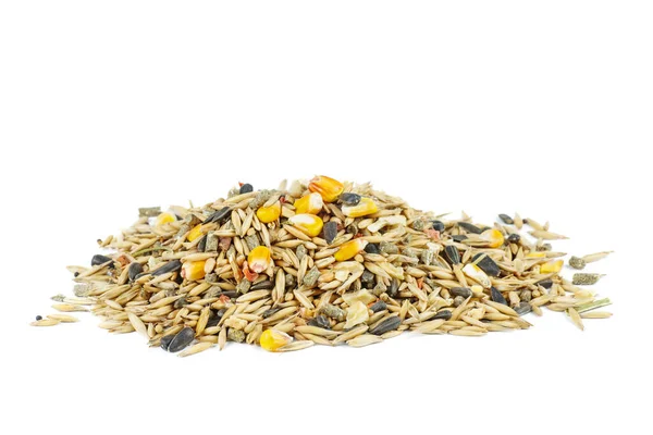 Pile Mixed Bird Food Isolated White Background — Stock Photo, Image