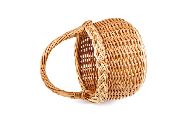 Empty Wicker Basket White Background — Stock Photo, Image