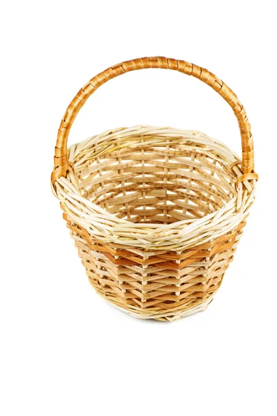 Empty Wicker Basket White Background — Stock Photo, Image