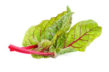 Mangold yaprakları beyaz arkaplanda izole