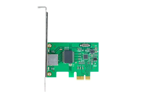 Pci Express Ethernet Netwerkkaart Voor Computer Geïsoleerd Witte Achtergrond — Stockfoto