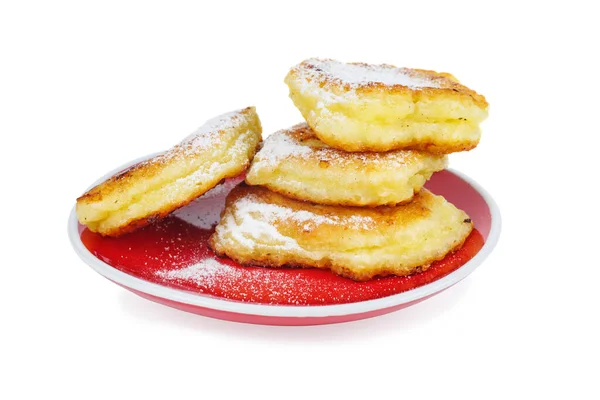Cottage Cheese Pancakes Isolated White Background — Stock Photo, Image