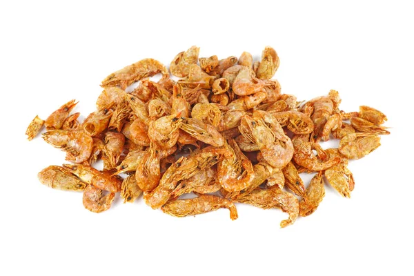 Pile Dried Shrimps Isolated White Background — Stock Photo, Image