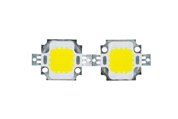 Zwei Hochleistungs Smd Leuchtdioden Isoliert Auf Weißem Hintergrund — Stockfoto