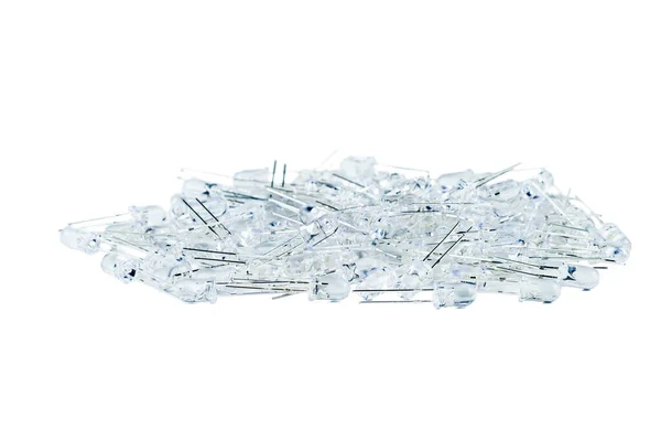 Montón Nuevos Led Cristalinos 5Mm Aislados Sobre Fondo Blanco — Foto de Stock