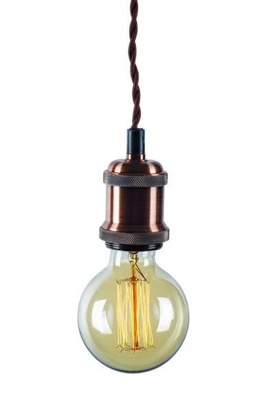 Glowing Vintage Light Bulb Isolated White Background — Stock Photo, Image