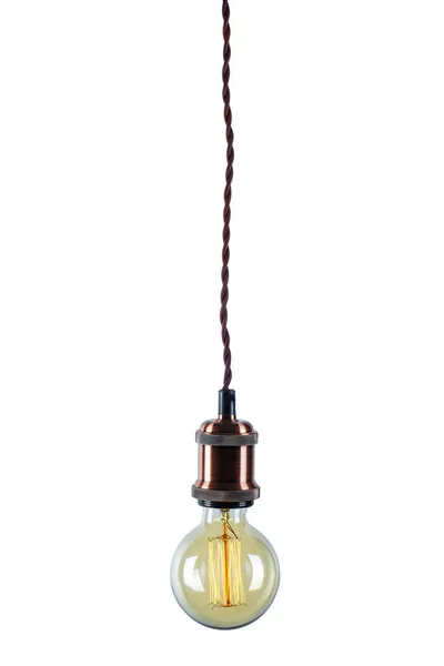 Ampoule Vintage Lumineuse Isolée Sur Fond Blanc — Photo