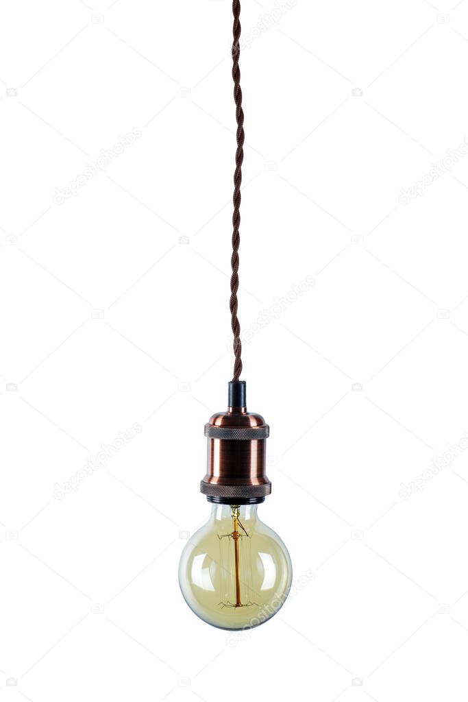 Vintage light bulb isolated on white background