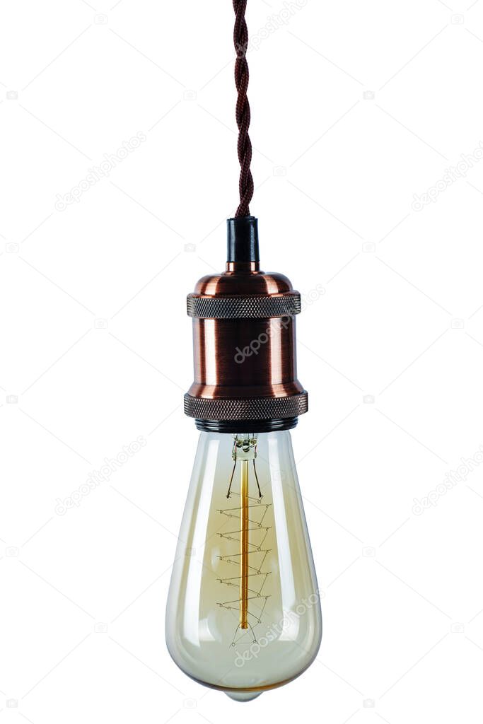 Vintage light bulb isolated on white background