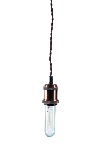 Ampoule Vintage Lumineuse Isolée Sur Fond Blanc — Photo