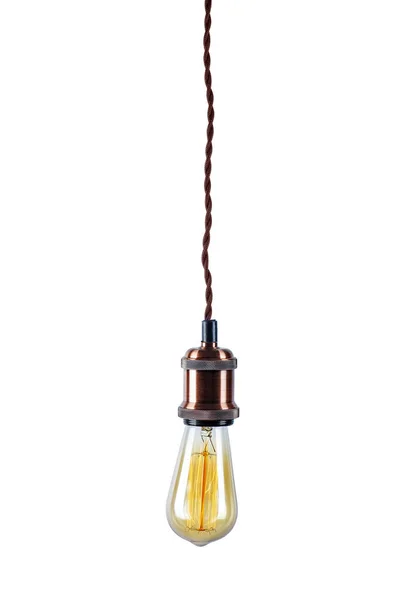 Ampoule Vintage Lumineuse Isolée Sur Fond Blanc — Photo