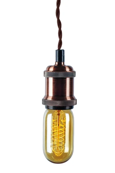 Ampoule Vintage Lumineuse Isolée Sur Fond Blanc — Photo