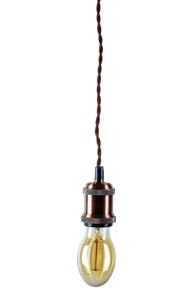 Hehkuva Vintage Lamppu Eristetty Valkoisella Taustalla — kuvapankkivalokuva
