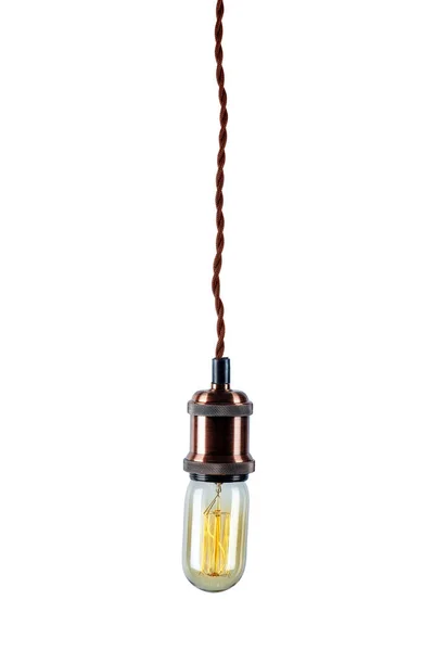 Hehkuva Vintage Lamppu Eristetty Valkoisella Taustalla — kuvapankkivalokuva