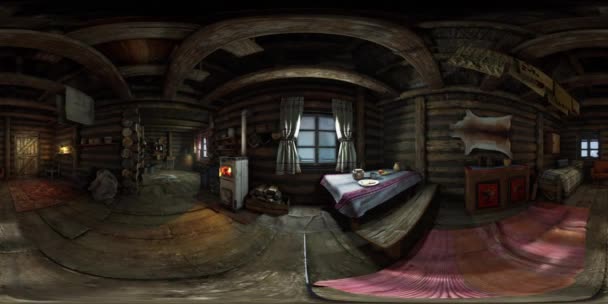 VR360 view of old log home interior — Stock Footage VR360 view of old log home interior Stock Video