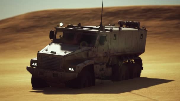 Armoured military truck in desert