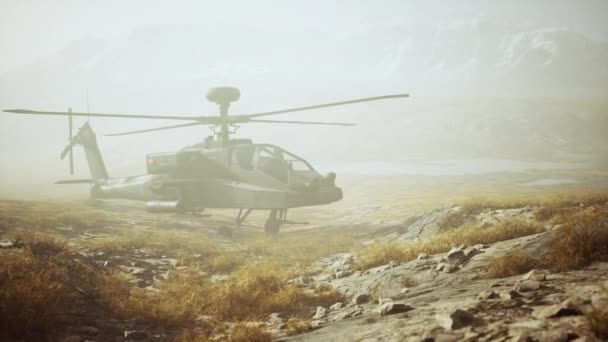military helicopter in mountains at war