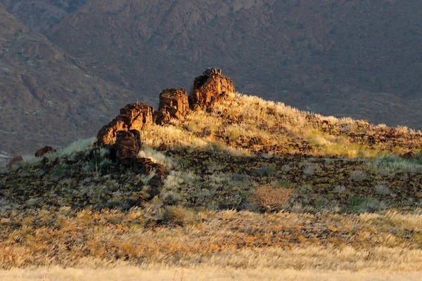 Paisagem Desértica Pôr Sol Montanha Brandberg Namíbia — Fotografia de Stock