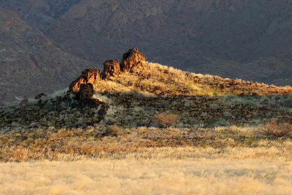 Paisagem Desértica Pôr Sol Montanha Brandberg Namíbia — Fotografia de Stock