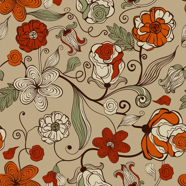 Vector patrón sin costura con flores abstractas — Archivo Imágenes Vectoriales
