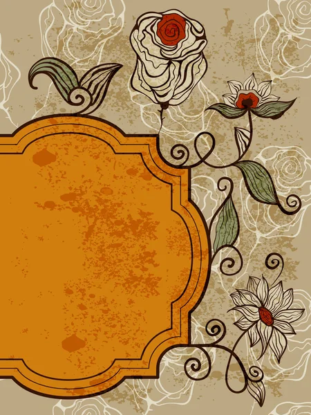 Carte de vœux vectorielle avec des fleurs bizarres funky — Image vectorielle