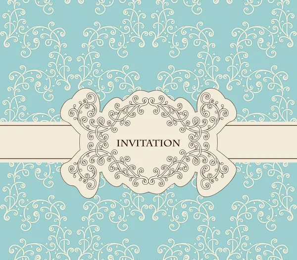 Vector Invitation on Seamless Floral Pattern — Stock Vector