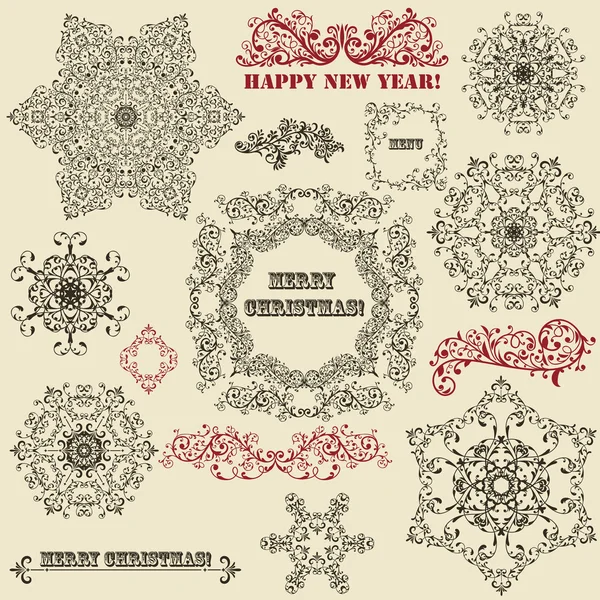 Vector Vintage Highly Detailed Snowflake — Stock Vector