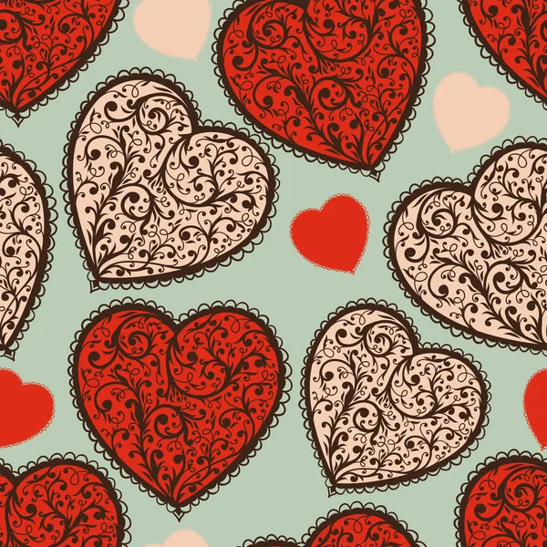 Vector Seamless Pattern with Hearts — Stock Vector