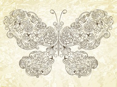 vektör kelebek çiçek yaptı