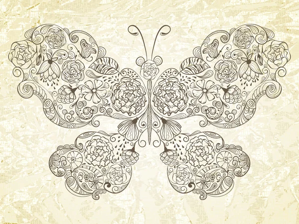 Vector mariposa hecha de flores — Vector de stock