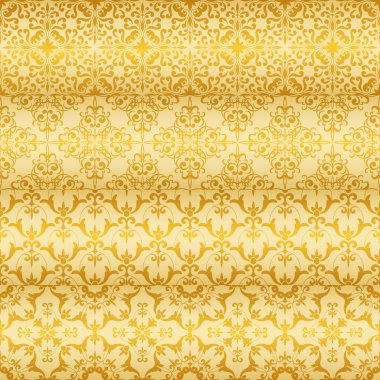 Dikişsiz altın çiçek desenleri vektörel