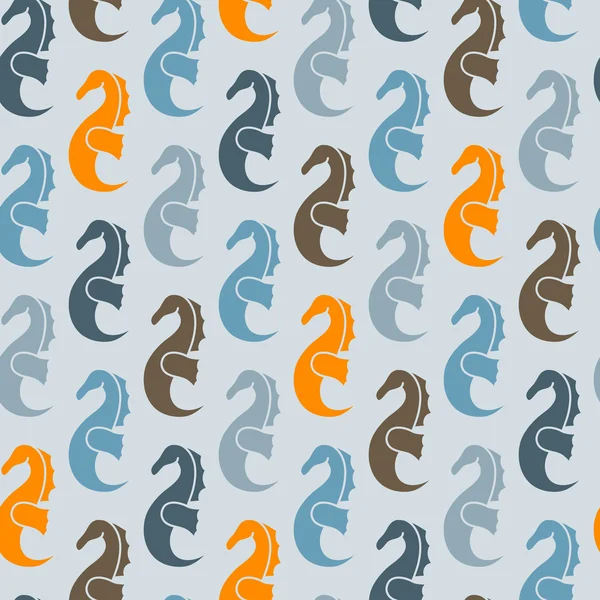 Vector Seamless Pattern with Sea Horses — Stock Vector