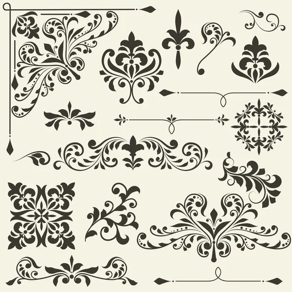 Vector vintage elementos de design floral Ilustrações De Stock Royalty-Free