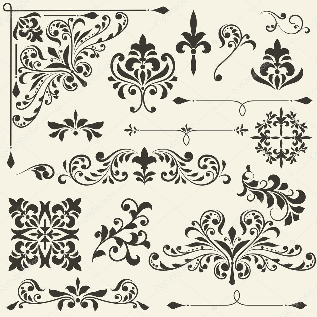 vector vintage floral design elements