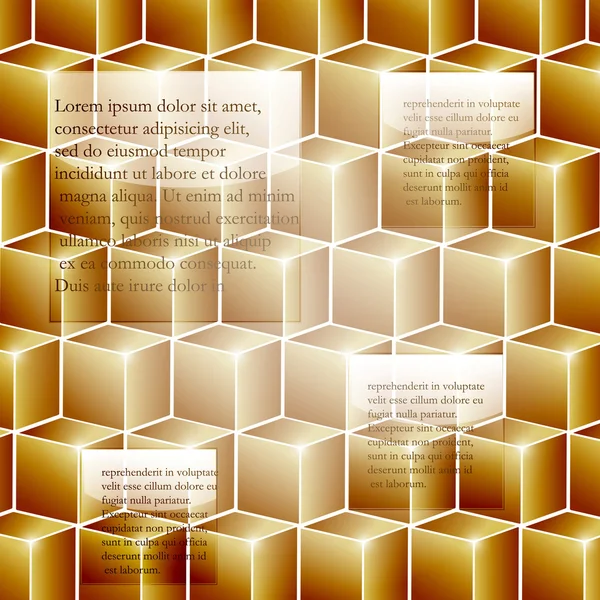 Vectoriel infographie modèle fond avec cubes dorés — Image vectorielle