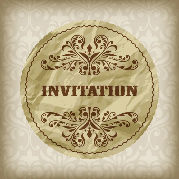 Vector vintage invitation card on seamless attern — Stock Vector