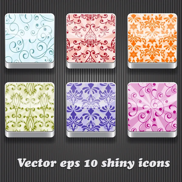 6 Vector Shiny Icons — Stock Vector